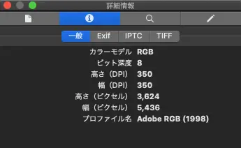 「詳細情報」の「一般」の例