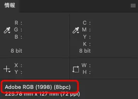 情報パネル　AdobeRGBが埋め込まれている例